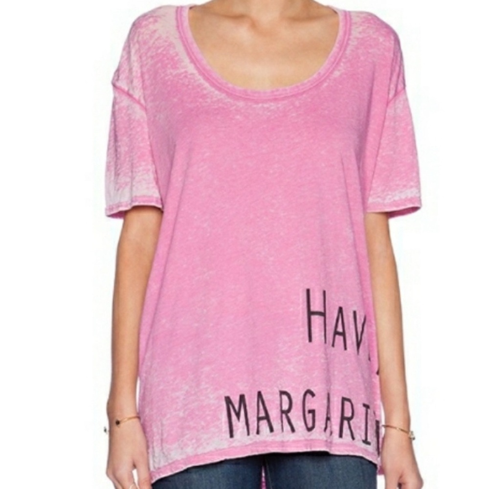 Chaser Have A Margarita Burnout Oversized Graphic Tee Shirt Pink Soft XS NEW